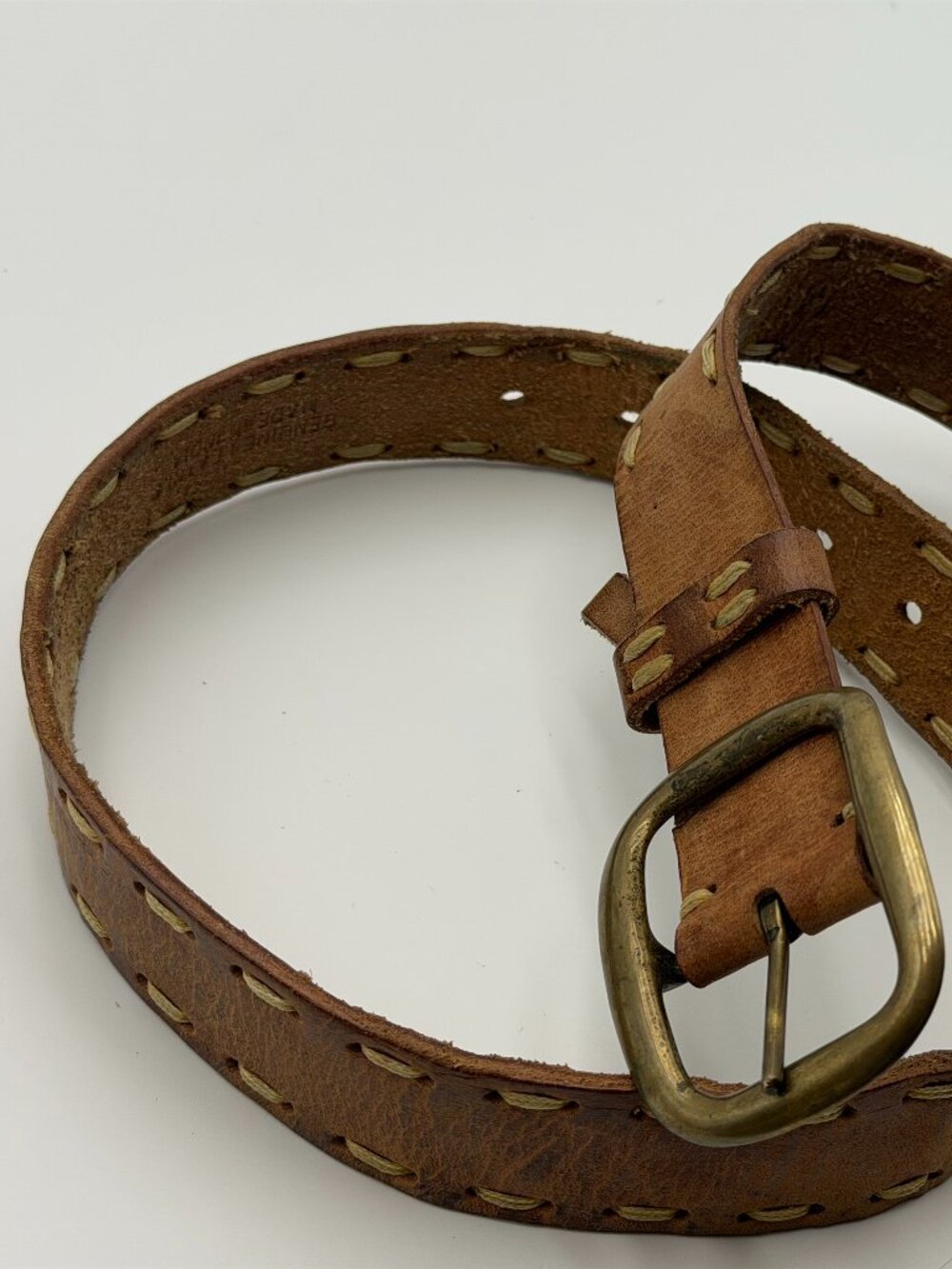Brown Leather Belt With Contrast Stitching